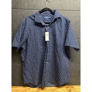 RALPH LAUREN SLIM UNTUCKET FIT SS SEERSUCKER SHIRT NAUTICAL FLAGS NAVY BLUE XXL